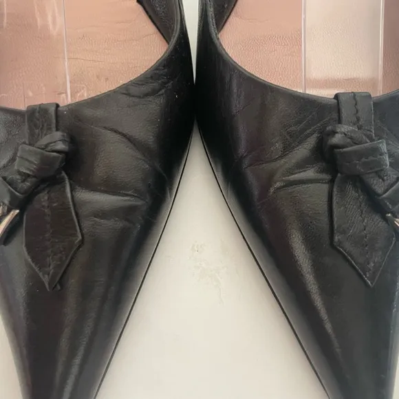 Prada Black Pointed Heels With Open Sides 38.5 Gorgeous.  Classic. Pointed toe.