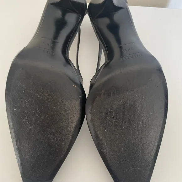 Prada Black Pointed Heels With Open Sides 38.5 Gorgeous.  Classic. Pointed toe.