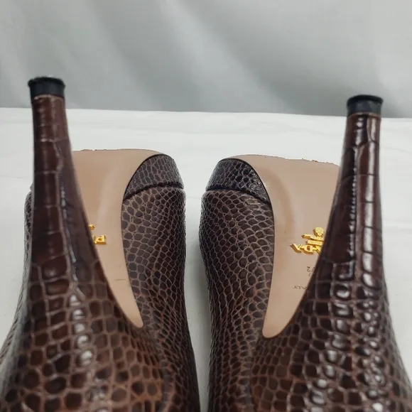 Prada Brown Open Toe Pumps Heels Size 37.5 US 7.5