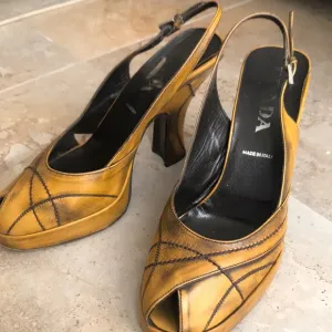 PRADA ELEGANT Open toe 5 inch heels size 38