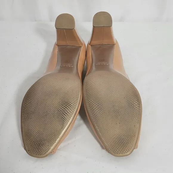 Prada Nude Patent Leather Block Heels Pumps Size 37