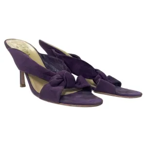 Prada Viola Purple Calzatore Donna Knot Open Toe Suede Heels Womens 35.5 US 5.5
