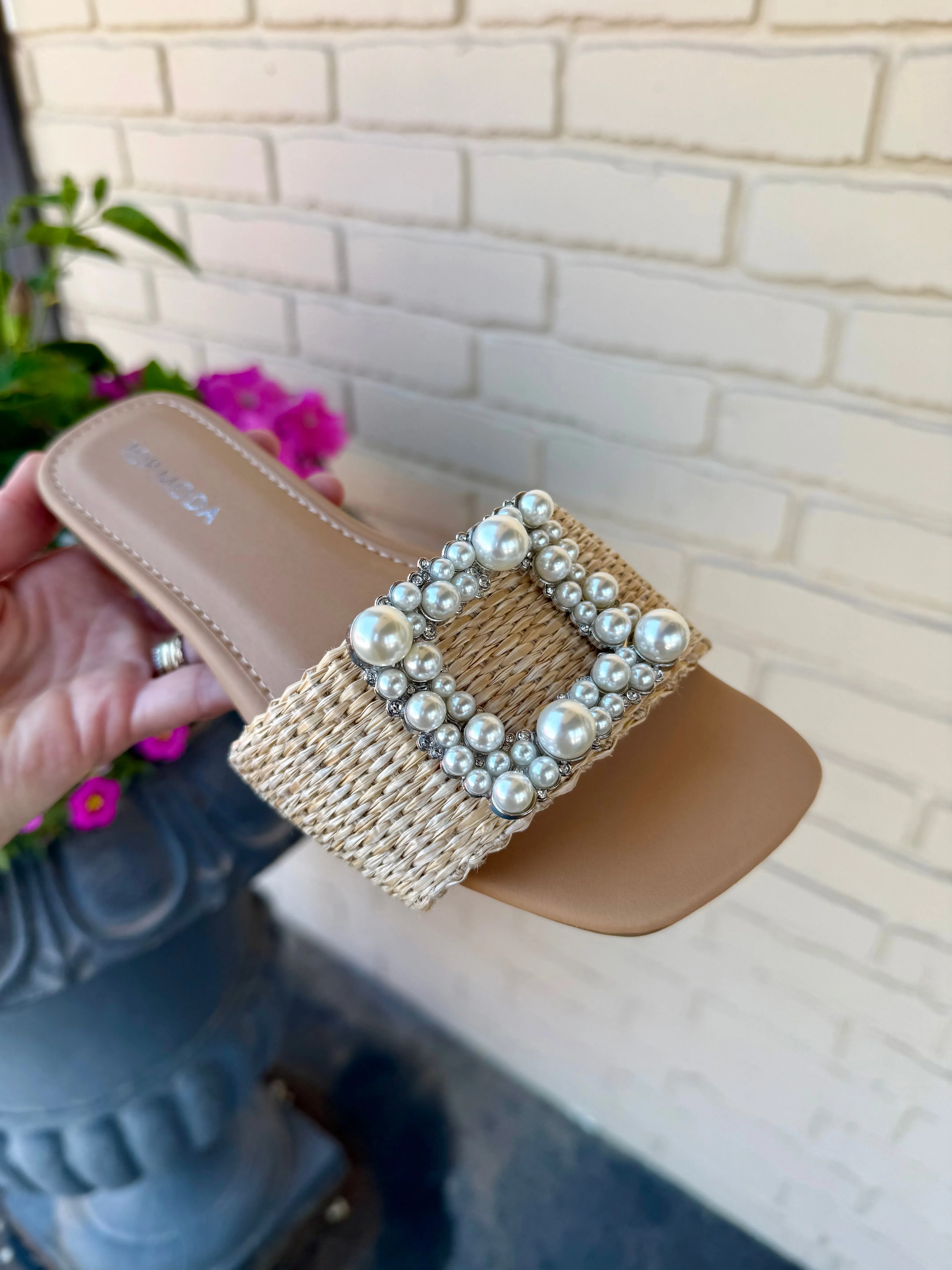 Prime Pearl Embellished Slides