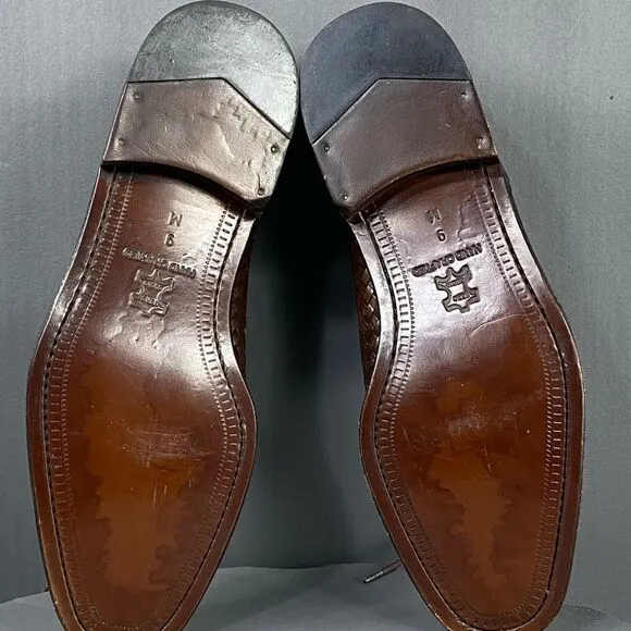 PRINCIPE Brown leather Basket Weave Oxfords mens size 9