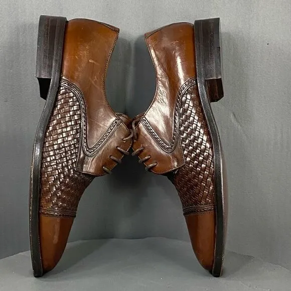 PRINCIPE Brown leather Basket Weave Oxfords mens size 9