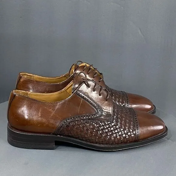 PRINCIPE Brown leather Basket Weave Oxfords mens size 9