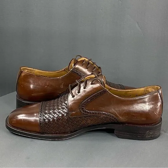 PRINCIPE Brown leather Basket Weave Oxfords mens size 9