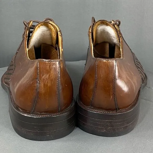 PRINCIPE Brown leather Basket Weave Oxfords mens size 9