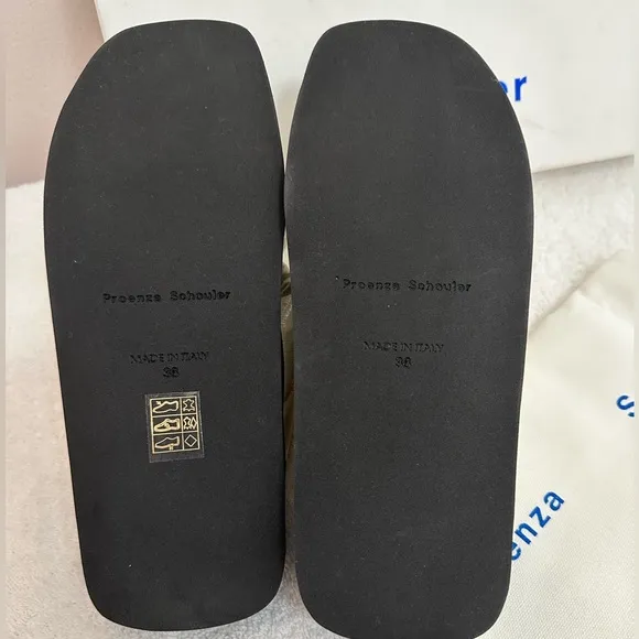 Proenza Schouler Natural Square toe Float Padded puffy strap slides EU 38