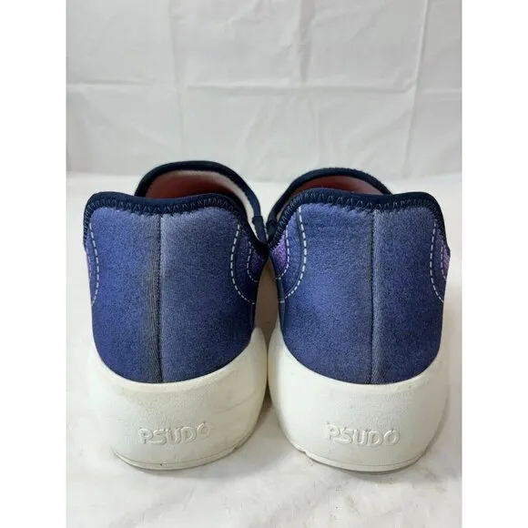 Psudo Court Blue Multicolor Slip On Stretch Sneaker Mens Size 13