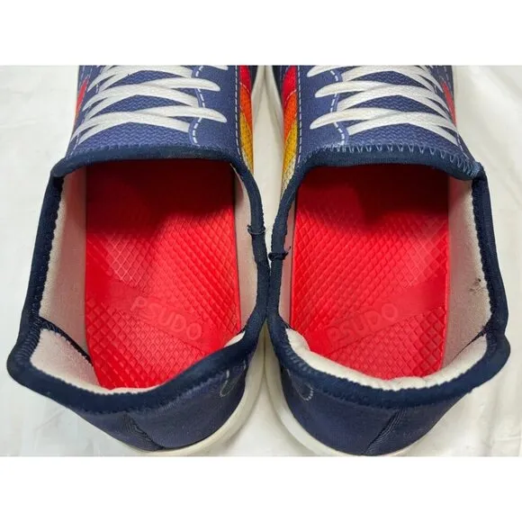 Psudo Court Blue Multicolor Slip On Stretch Sneaker Mens Size 13
