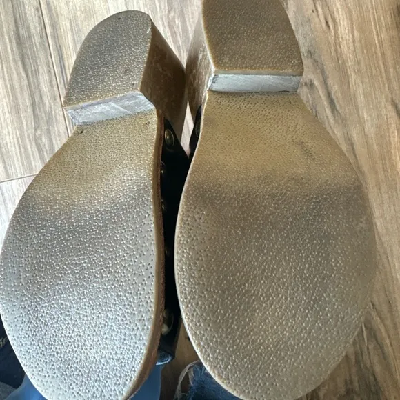 RACHEL COMEY Dover Clogs Black Studded chunky Clog Size 6 Peep toe