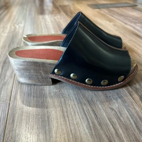 RACHEL COMEY Dover Clogs Black Studded chunky Clog Size 6 Peep toe