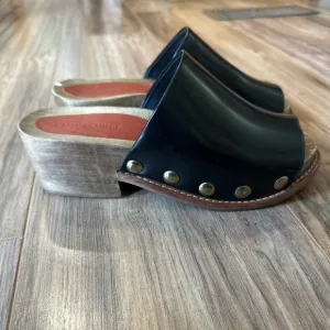 RACHEL COMEY Dover Clogs Black Studded chunky Clog Size 6 Peep toe