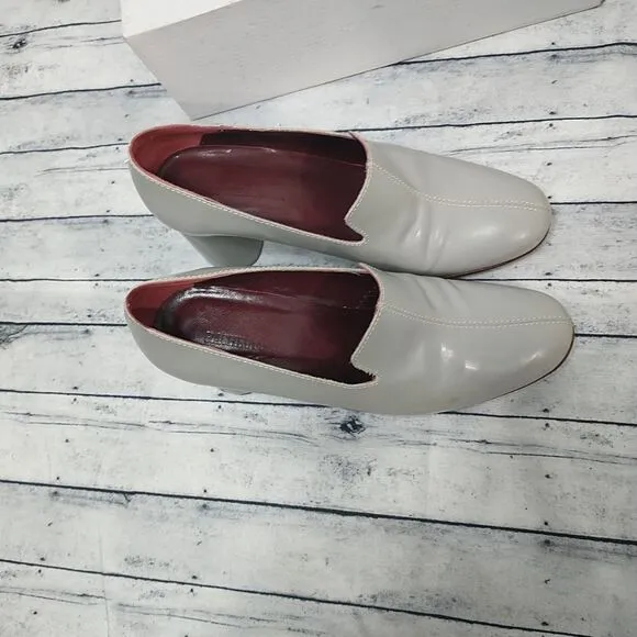 Rachel Comey May Gray Leather Loafer Block Heel Pumps Heels Size 5.5.