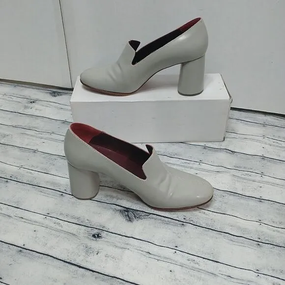 Rachel Comey May Gray Leather Loafer Block Heel Pumps Heels Size 5.5.