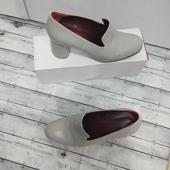 Rachel Comey May Gray Leather Loafer Block Heel Pumps Heels Size 5.5.