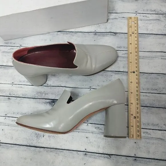 Rachel Comey May Gray Leather Loafer Block Heel Pumps Heels Size 5.5.