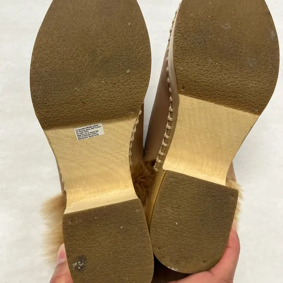 Rachel Comey Tan Leather and Alpaca Fur Clogs Sz. 8.5