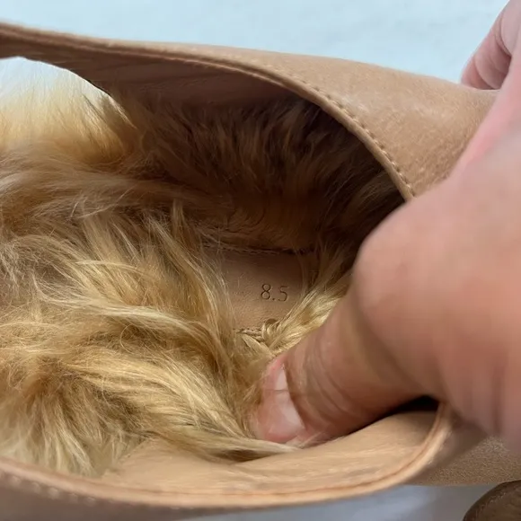 Rachel Comey Tan Leather and Alpaca Fur Clogs Sz. 8.5