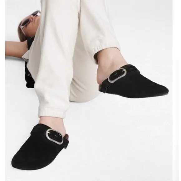 Rag &amp; Bone Asley Suede slides, Black, SIze 38