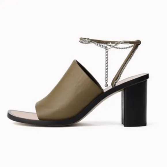 Rag &amp; Bone Green Black Chain Detail Heels