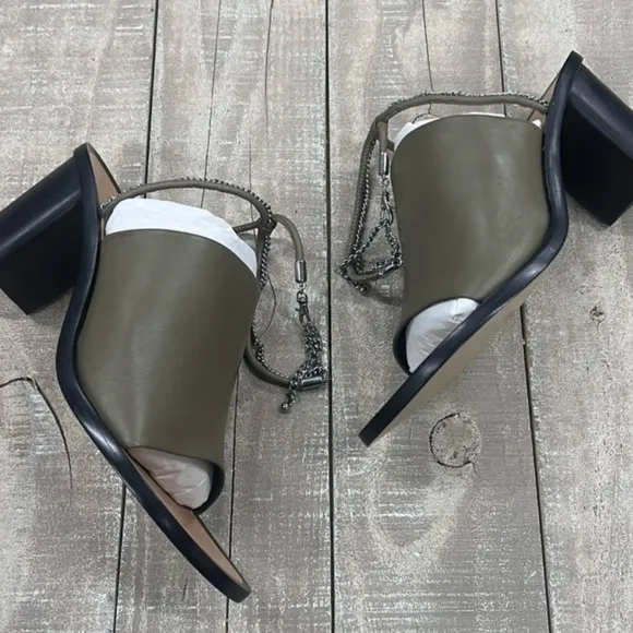 Rag &amp; Bone Green Black Chain Detail Heels