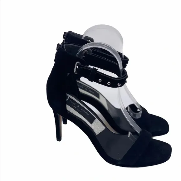 RAG &amp; BONE NIB Black Tamira Studded Suede Heels (Damaged Box)
