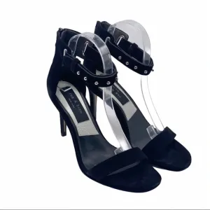 RAG &amp; BONE NIB Black Tamira Studded Suede Heels (Damaged Box)