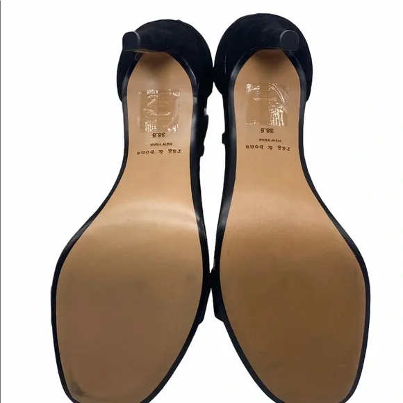 RAG &amp; BONE NIB Black Tamira Studded Suede Heels (Damaged Box)