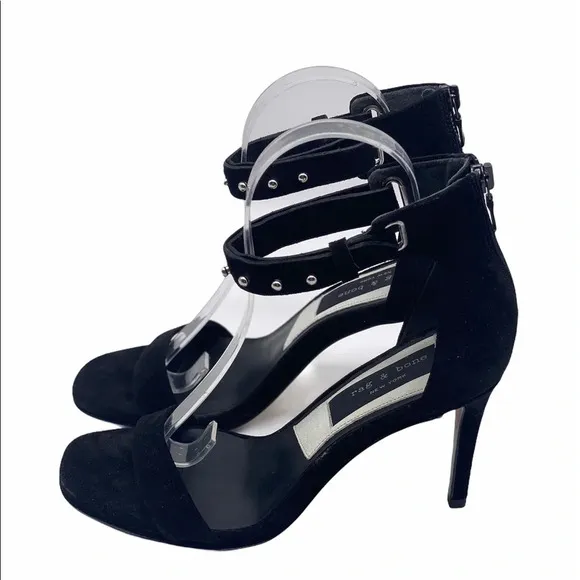 RAG &amp; BONE NIB Black Tamira Studded Suede Heels (Damaged Box)
