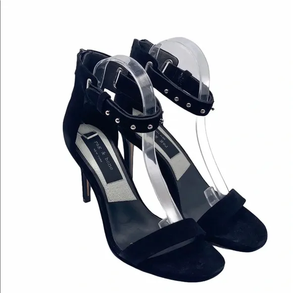 RAG &amp; BONE NIB Black Tamira Studded Suede Heels (Damaged Box)