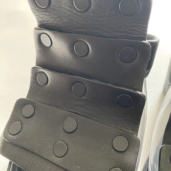 Rag &amp; Bone Women’s 39 Or 9 Black Leather Deana Studded Chunky Heels Gladiator