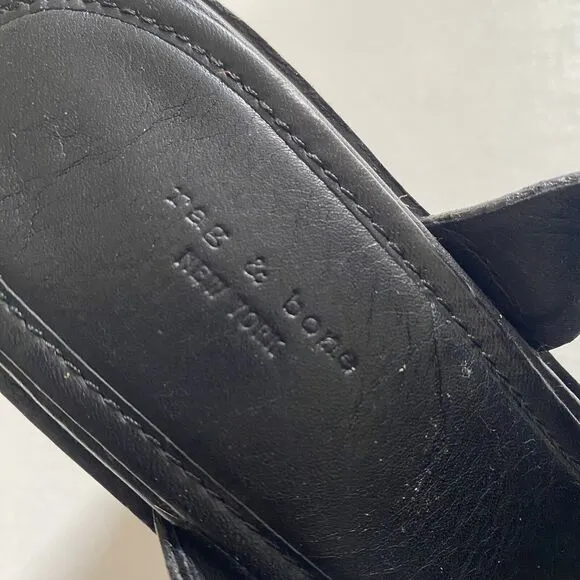 Rag &amp; Bone Women’s 39 Or 9 Black Leather Deana Studded Chunky Heels Gladiator