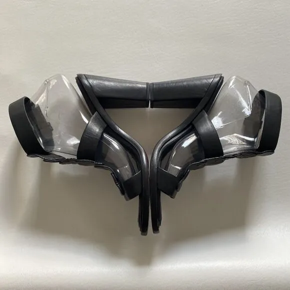 Rag &amp; Bone Women’s 39 Or 9 Black Leather Deana Studded Chunky Heels Gladiator