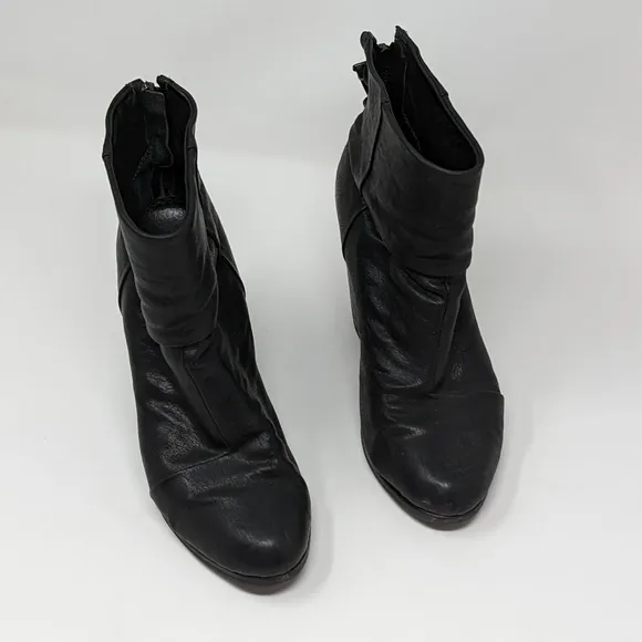 Rag &amp; Bone Women's Almond Toe Zip Up Ankle Block Boot Heels Black Size 37