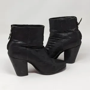 Rag &amp; Bone Women's Almond Toe Zip Up Ankle Block Boot Heels Black Size 37