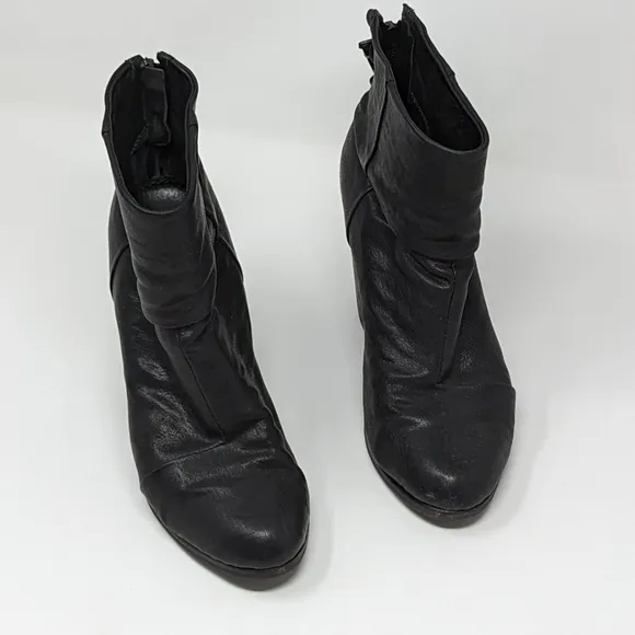Rag &amp; Bone Women's Almond Toe Zip Up Ankle Block Boot Heels Black Size 37