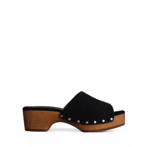 rag &amp; bone Women's Black Mara Slip On Studded Platform High Heel Clogs size 7