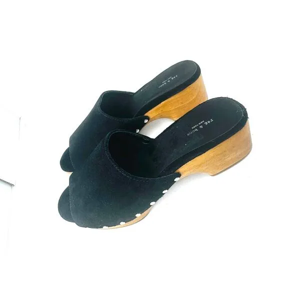 rag &amp; bone Women's Black Mara Slip On Studded Platform High Heel Clogs size 7