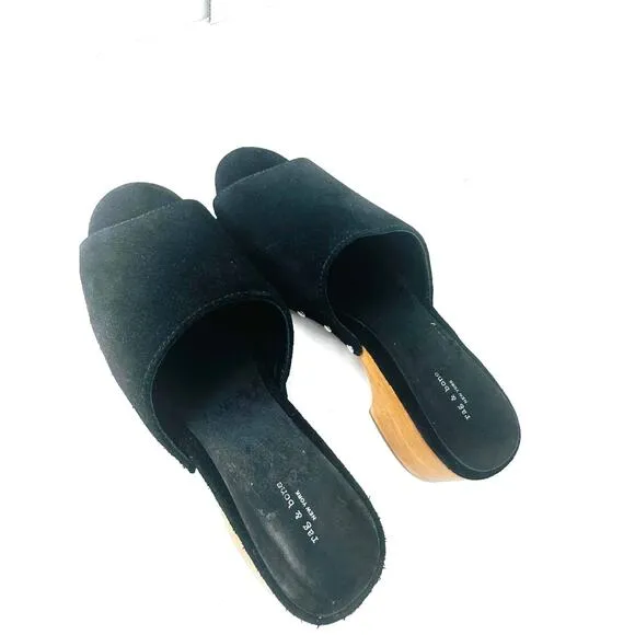 rag &amp; bone Women's Black Mara Slip On Studded Platform High Heel Clogs size 7