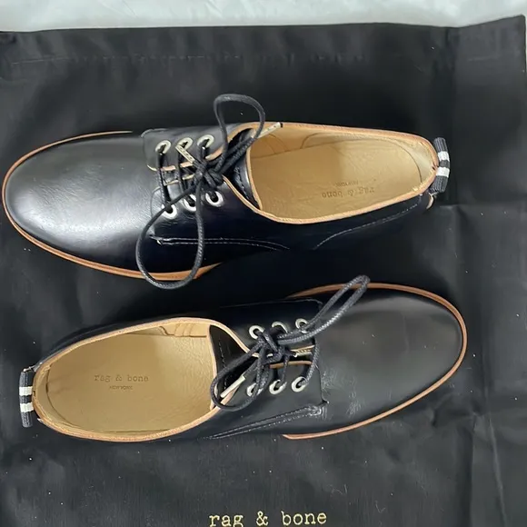 Rag&amp;Bone AUDREY Leather Oxfords  Shoes in Black Size-EU 35/US 5 New NWT