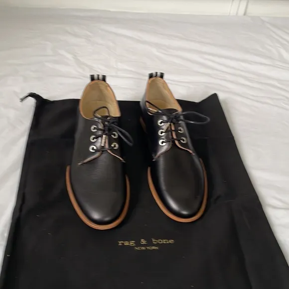 Rag&amp;Bone AUDREY Leather Oxfords  Shoes in Black Size-EU 35/US 5 New NWT