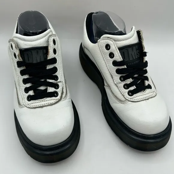 RARE Vintage Dr. Martens  Clunky White Leather 7 Eye Oxfords Made in England