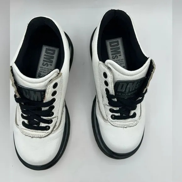 RARE Vintage Dr. Martens  Clunky White Leather 7 Eye Oxfords Made in England