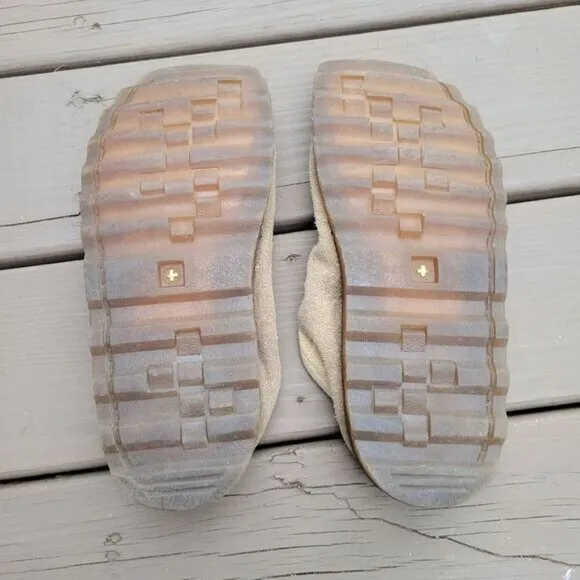 RARE HTF Dr Martens Erica Tan Suede Leather Mocassin Loafer Drawstring Clogs 11