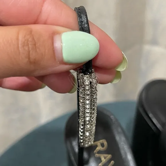 RAYE | Chunky Black Ankle Wrap Block Heels Size: 7