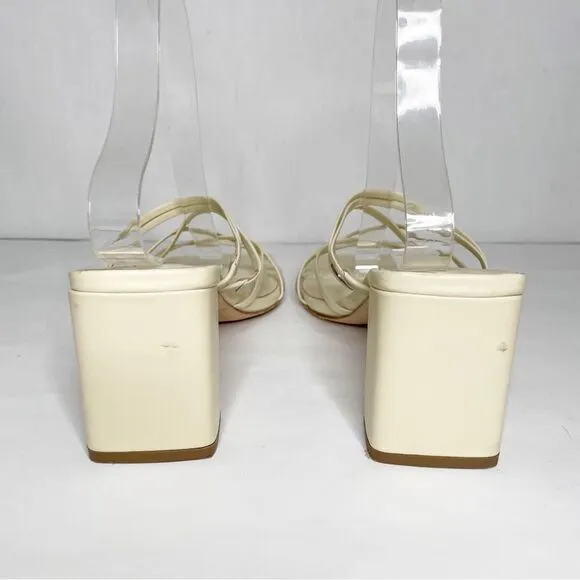 RAYE Lia Leather Mules Heels in Cream 9.5 Womens Slides square toe