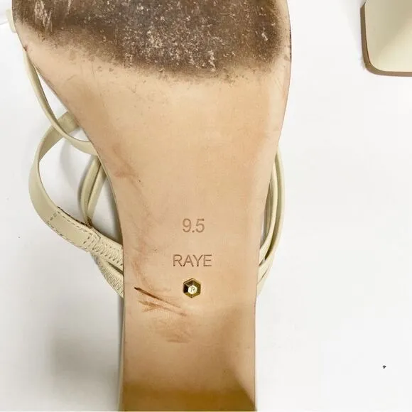RAYE Lia Leather Mules Heels in Cream 9.5 Womens Slides square toe