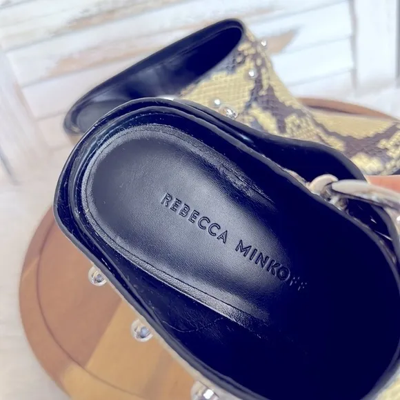 REBECCA MINKOFF l  Harness Silver Studs Snake Bootie Slip-On Mule Clogs